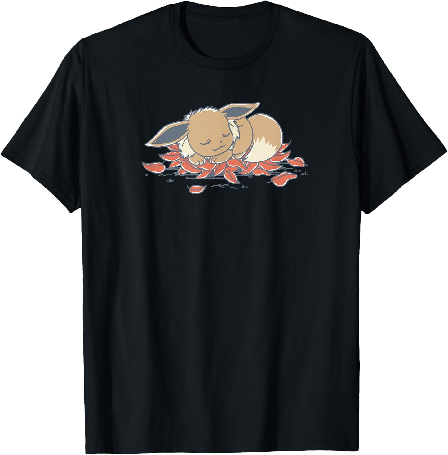 Pokémon - Eevee Sleeping On Leaves Generation 1 Normal Type T-Shirt - T-Shirt | Black