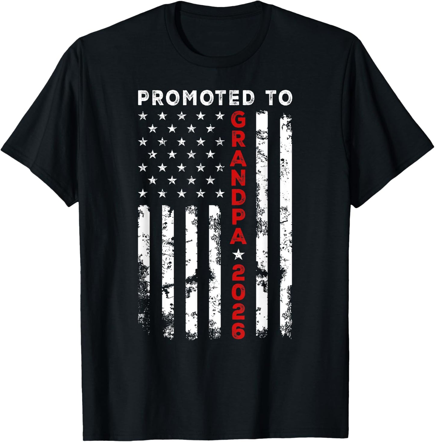 Vintage USA American Flag Promoted To Grandpa Again est 2026 Men T-Shirt - T-Shirt | Black
