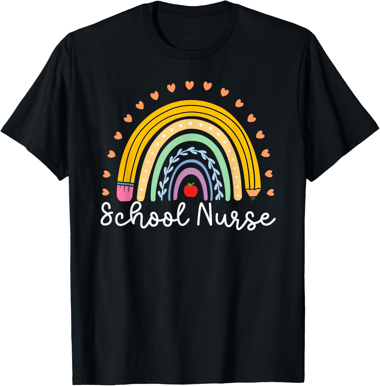 School Nurse Appreciation School Nursing Rainbow T-Shirt - T-Shirt | Black