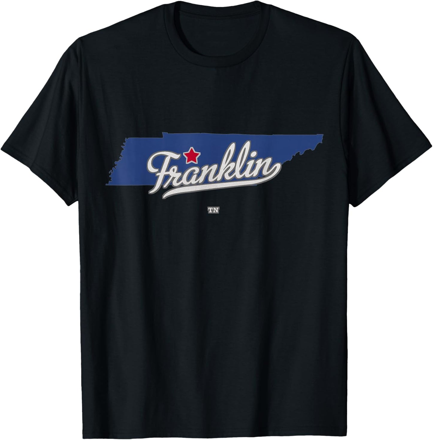 Franklin Tennessee TN Map T-Shirt - T-Shirt | Black