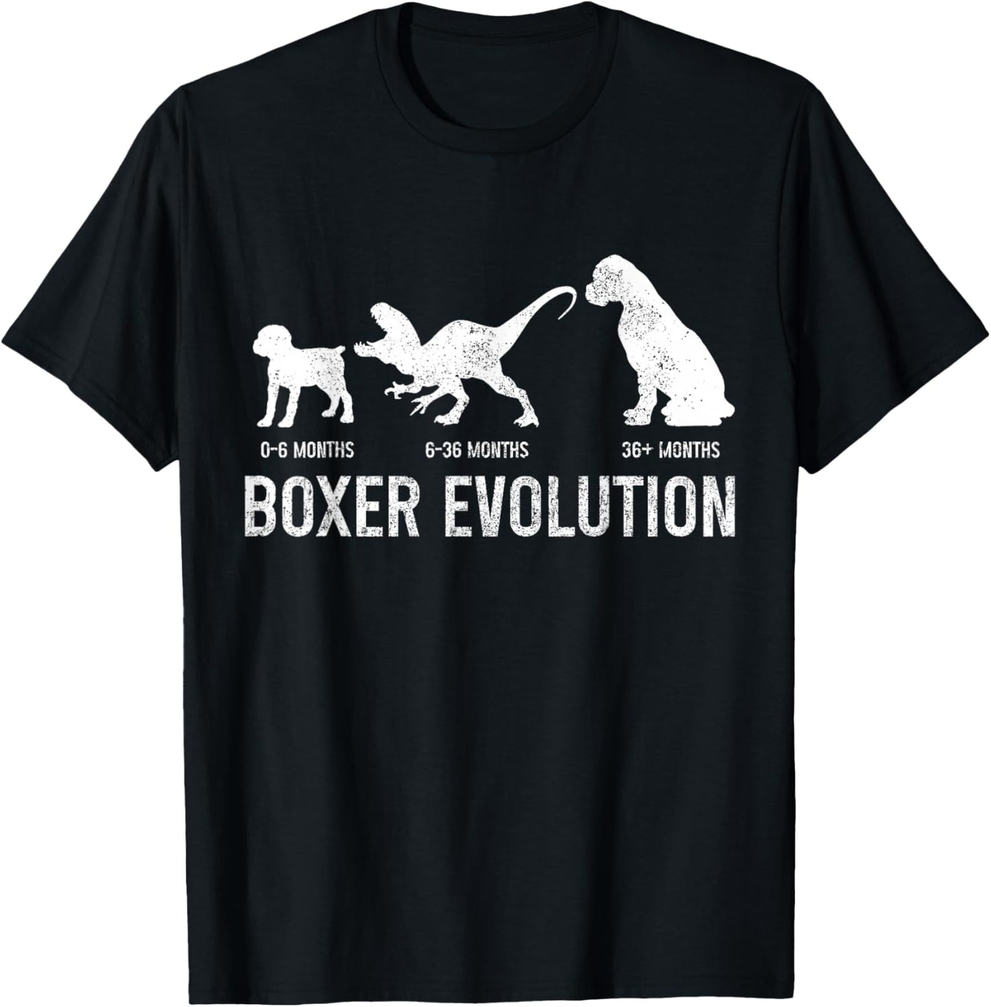 Boxer Dog Evolution Funny Dog Lover Puppy Boxer Mom Dad T-Shirt - T-Shirt | Black