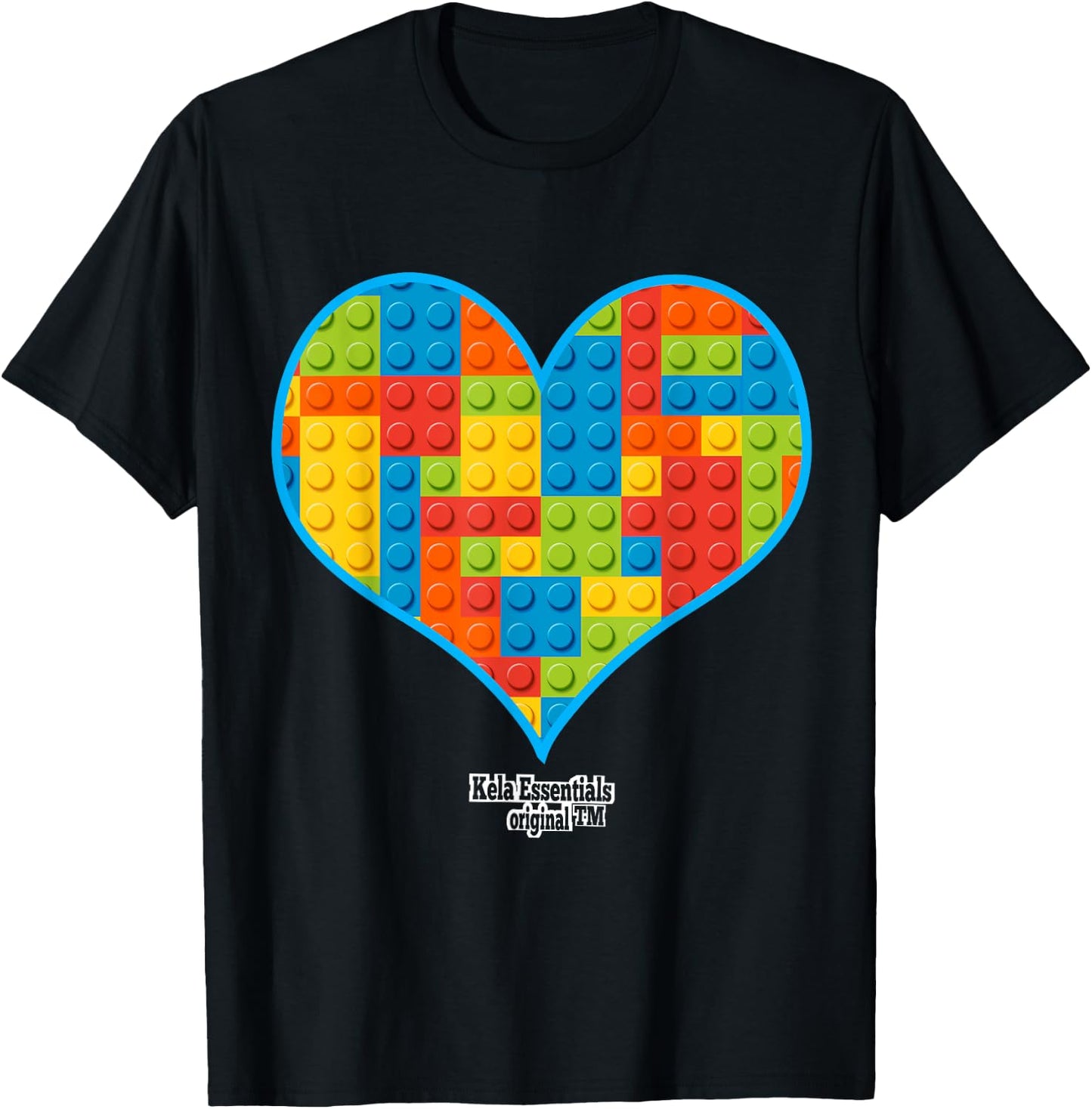 Valentines Day For Boys Block Brick Heart T-Shirt - T-Shirt | Black
