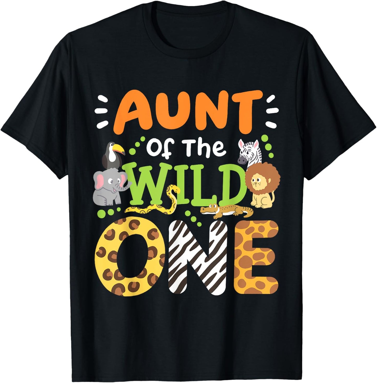 Aunt Of The Wild One Kids Boys Safari Zoo Birthday Family T-Shirt - T-Shirt | Black
