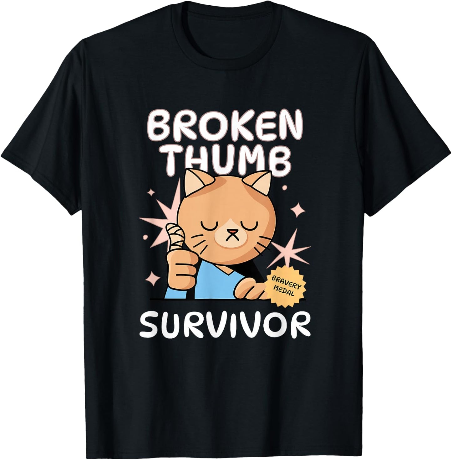 Broken Thumb Survivor | Broken Thumb Finger T-Shirt - T-Shirt | Black