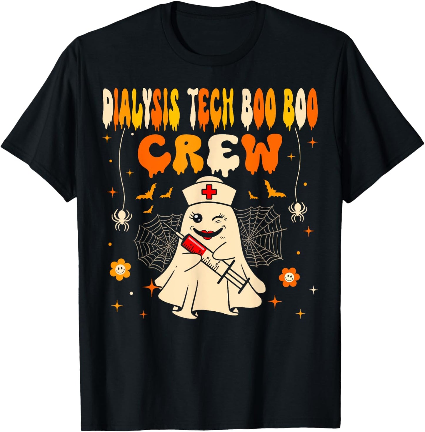 Halloween Dialysis Tech Boo Crew Dialysis Nurse Ghost T-Shirt - T-Shirt | Black