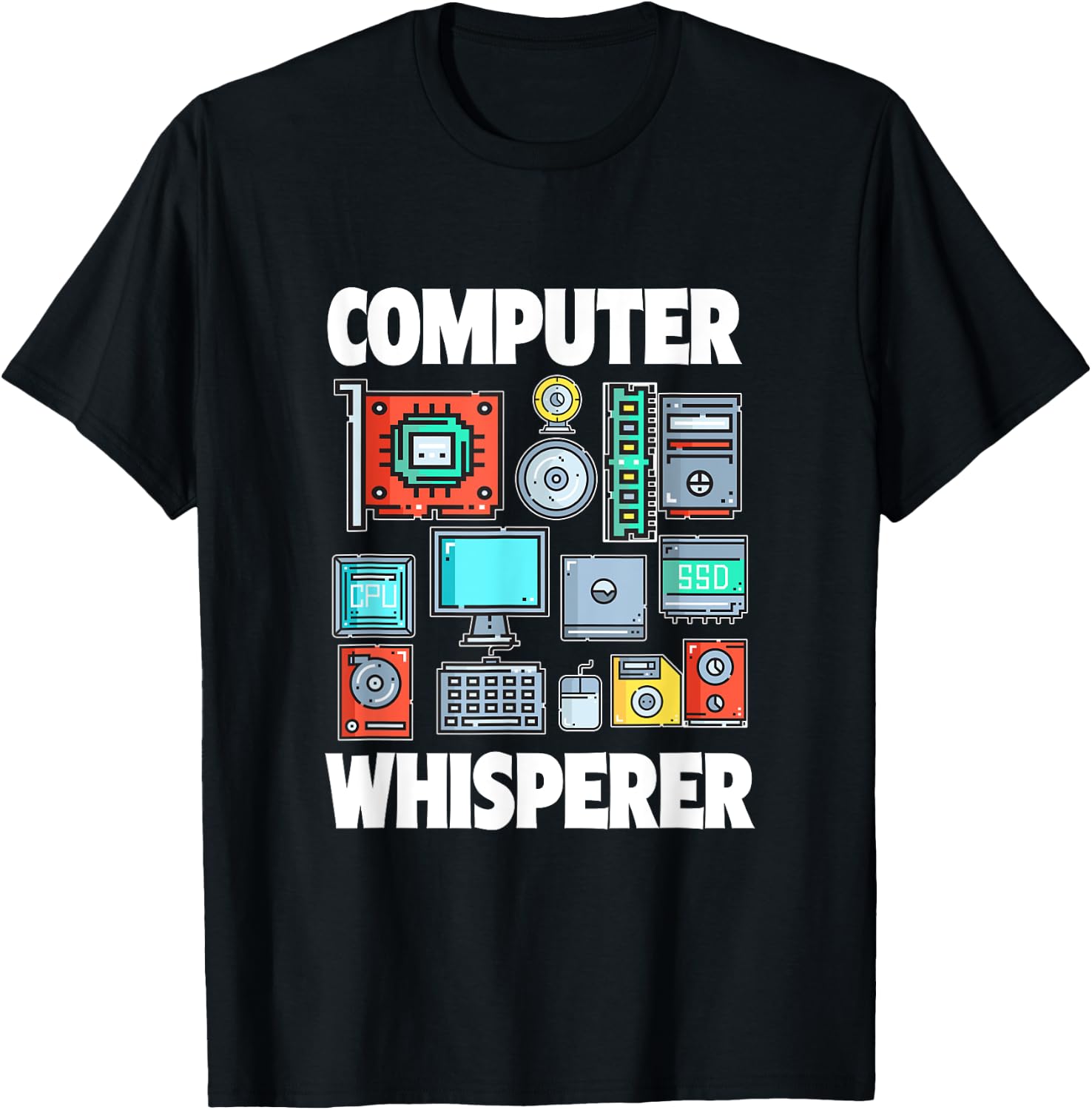 Funny Computer Whisperer Tech Support Computer Parts Novelty T-Shirt - T-Shirt | Black
