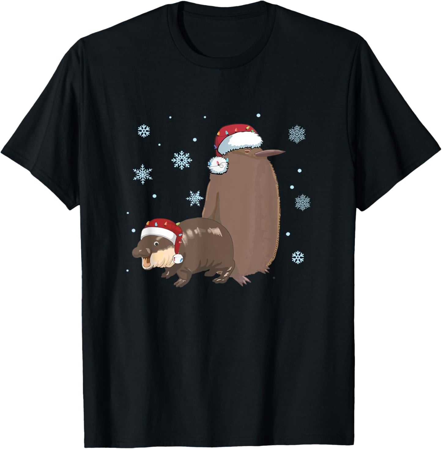 Christmas Pesto and Moo Deng Friendship Penguin and Hippo T-Shirt - T-Shirt | Black