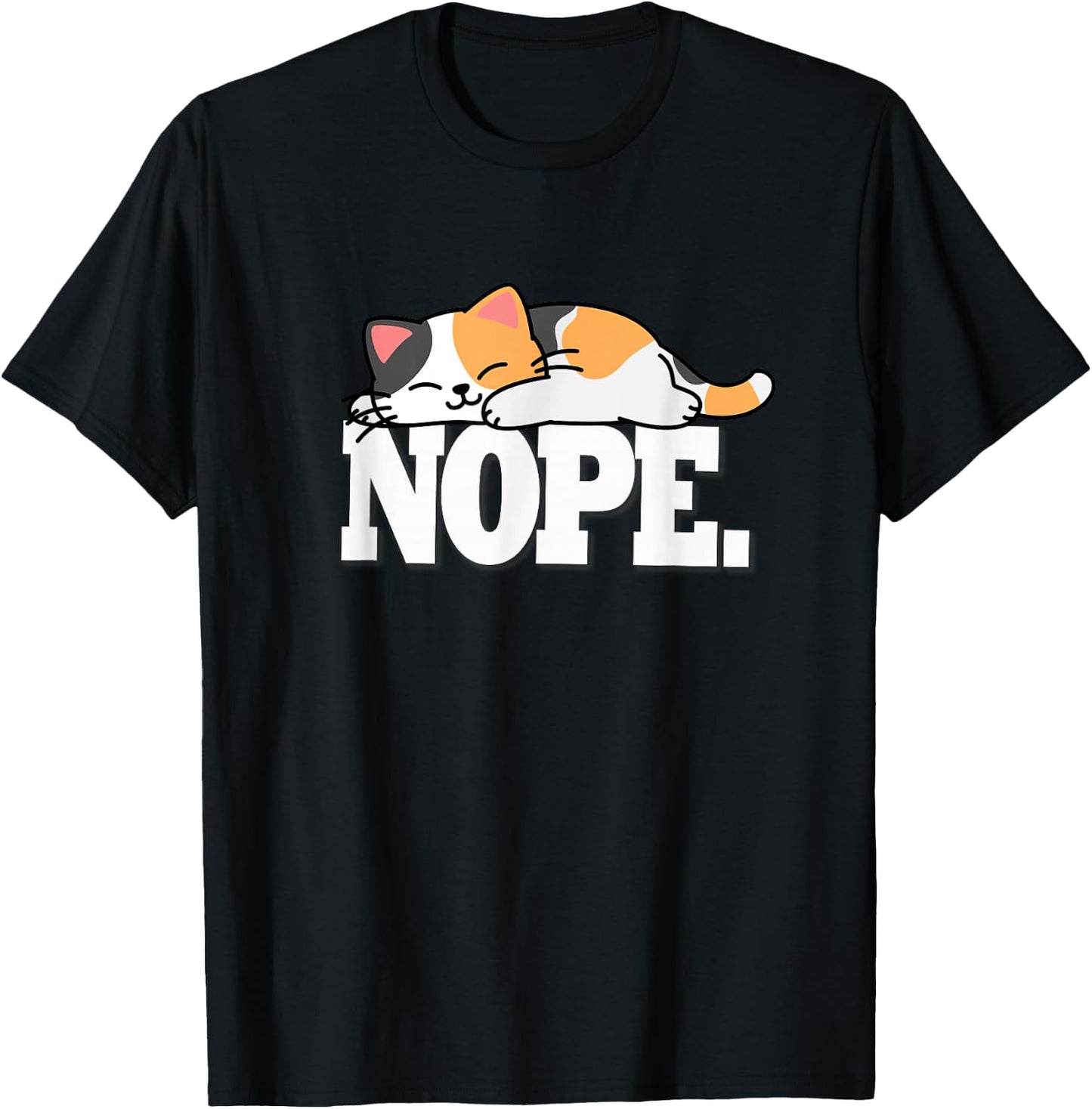 Kawaii Kids Girls NOPE Calico Cat Lover T-Shirt - T-Shirt | Black