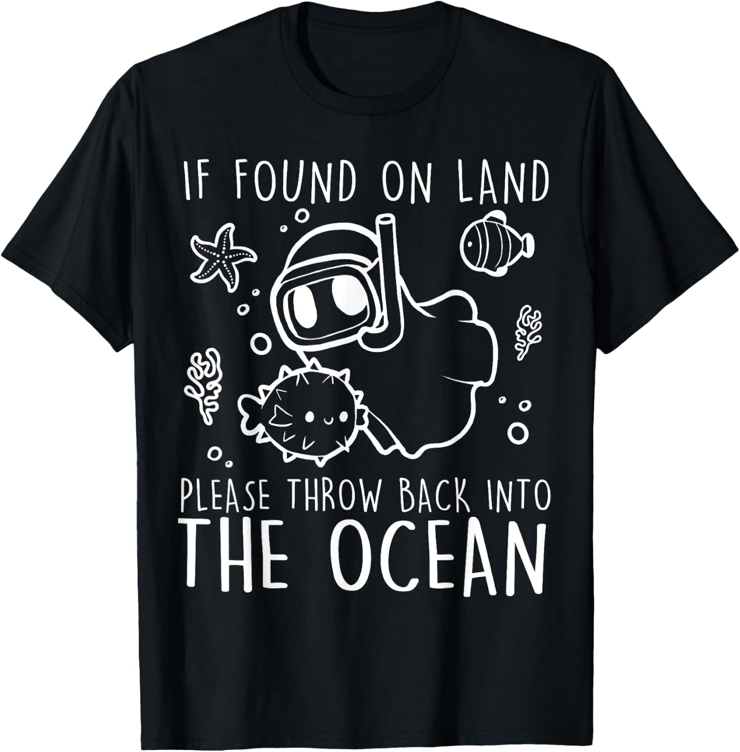 Halloween Boo Ghost Diver Scuba Diving Throw Back To Ocean T-Shirt - T-Shirt | Black