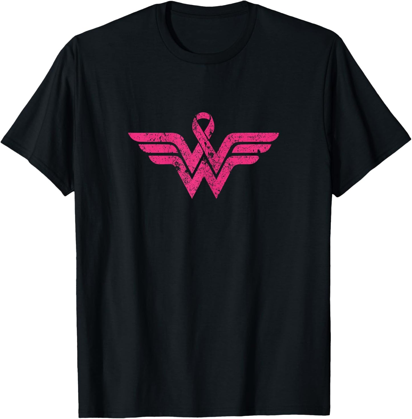 Vintage Retro Breast Cancer Awareness Pink Ribbon Superhero T-Shirt - T-Shirt | Black