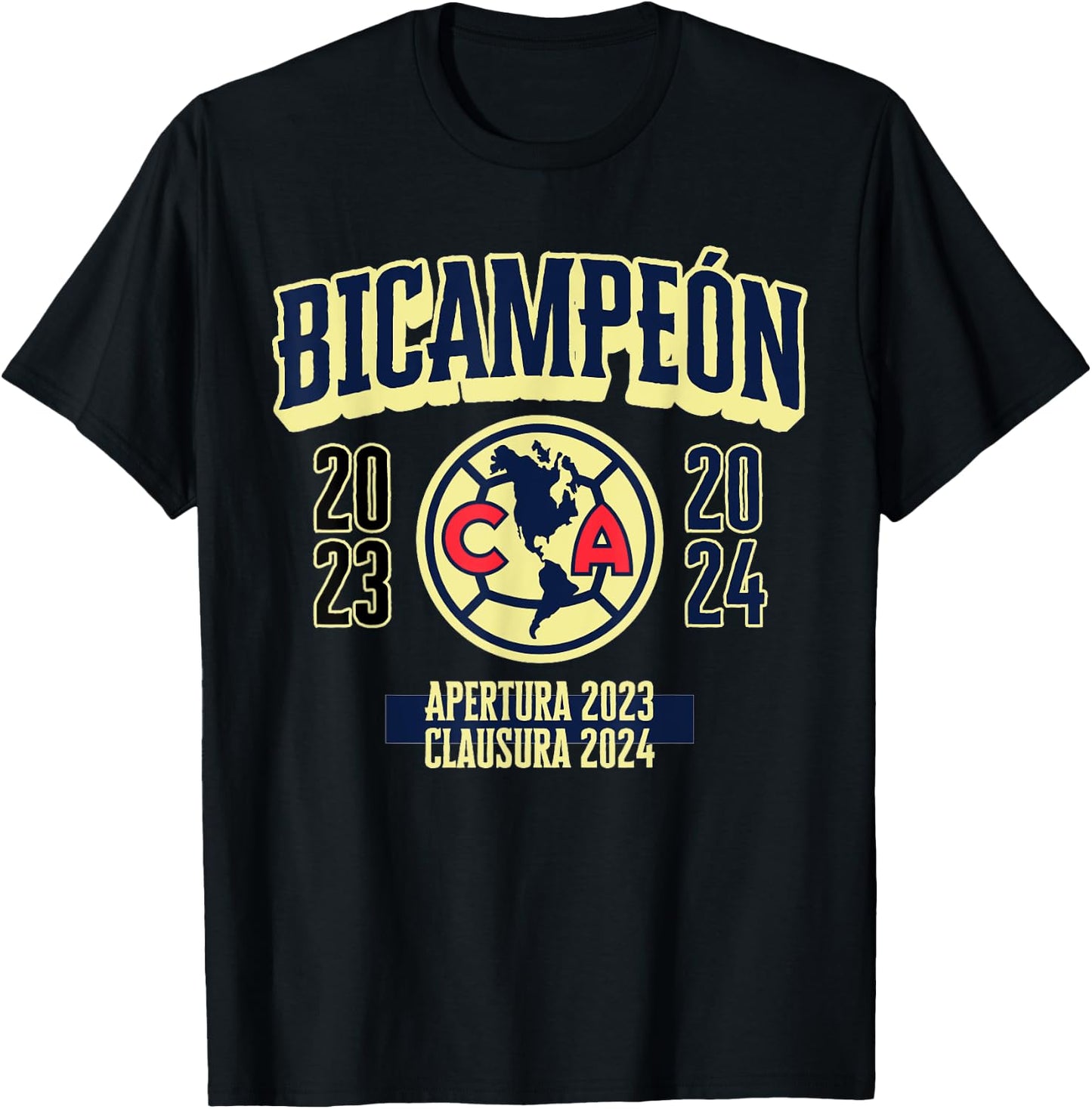 Club America Bicampeon Torneo Apertura 2023 - Clausura 2024 T-Shirt - T-Shirt | Black