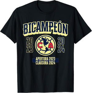 Club America Bicampeon Torneo Apertura 2023 - Clausura 2024 T-Shirt - T-Shirt | Black