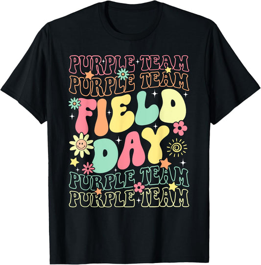 Field Day Purple Team Color War Camp Team Game Competition T-Shirt - T-Shirt | Black