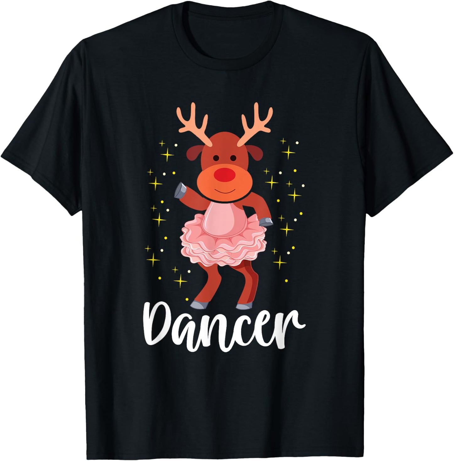 Dancer Christmas Dancing Reindeer Cute Deer Dancer Dance T-Shirt - T-Shirt | Black