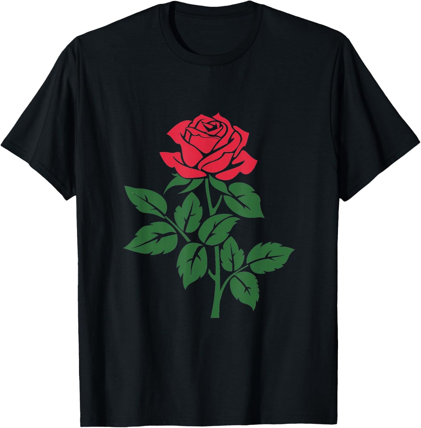 Rose Flower Floral Romantic Love Valentines Day Graphic T-Shirt - T-Shirt | Black