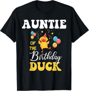 Cute Auntie Of The Birthday Duck Bday Party T-Shirt - T-Shirt | Black