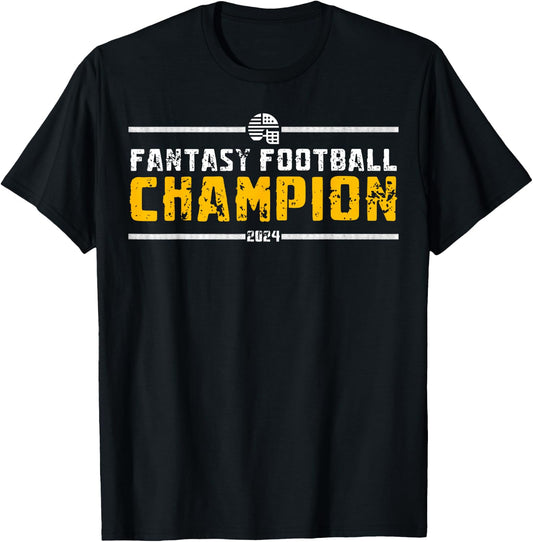Fantasy League Champ 2024 Winner Fantasy Football Champion , Small, Black T-Shirt - T-Shirt | Black
