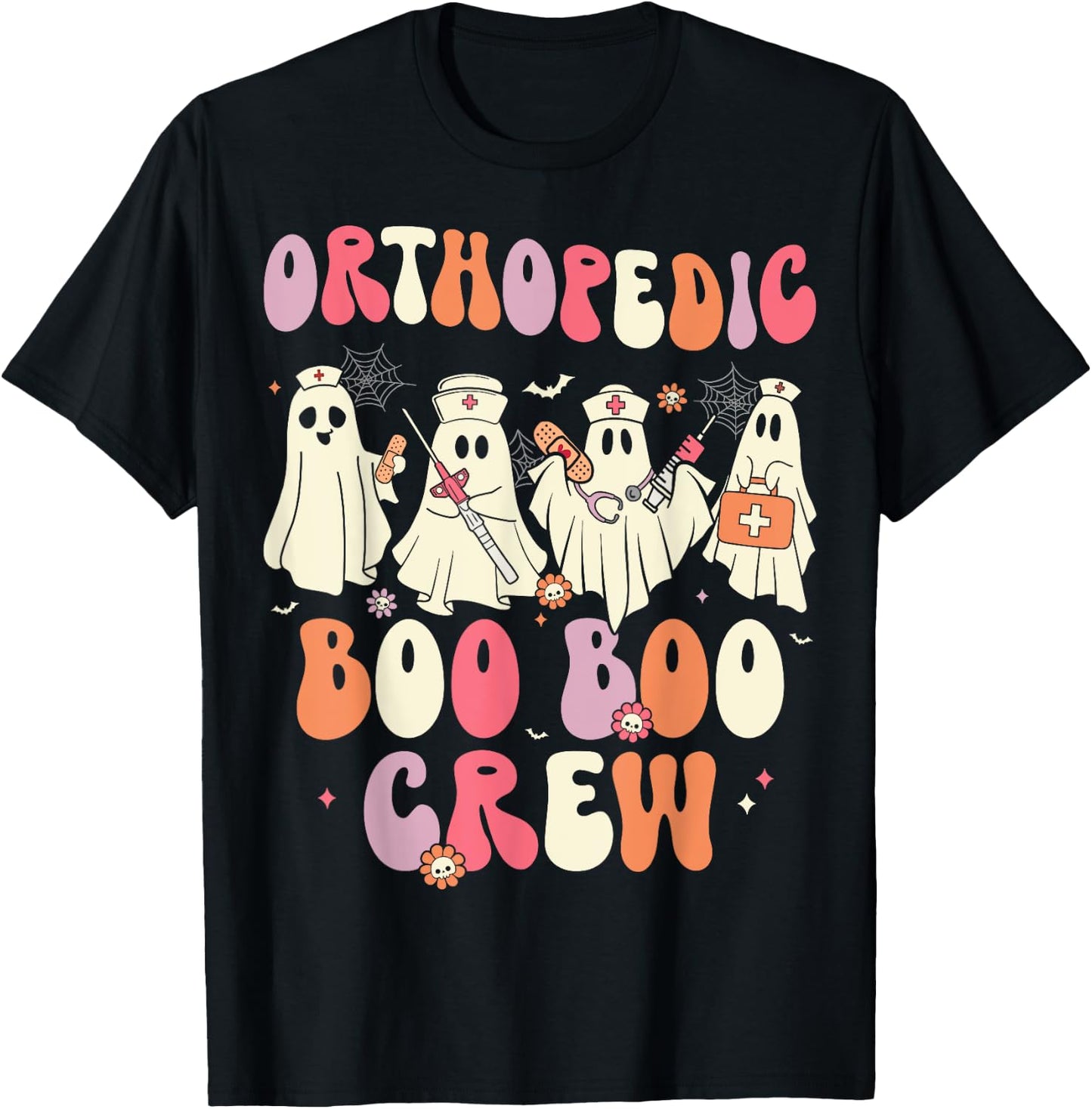Orthopedic Boo Crew Funny Ortho Nursing Halloween T-Shirt - T-Shirt | Black