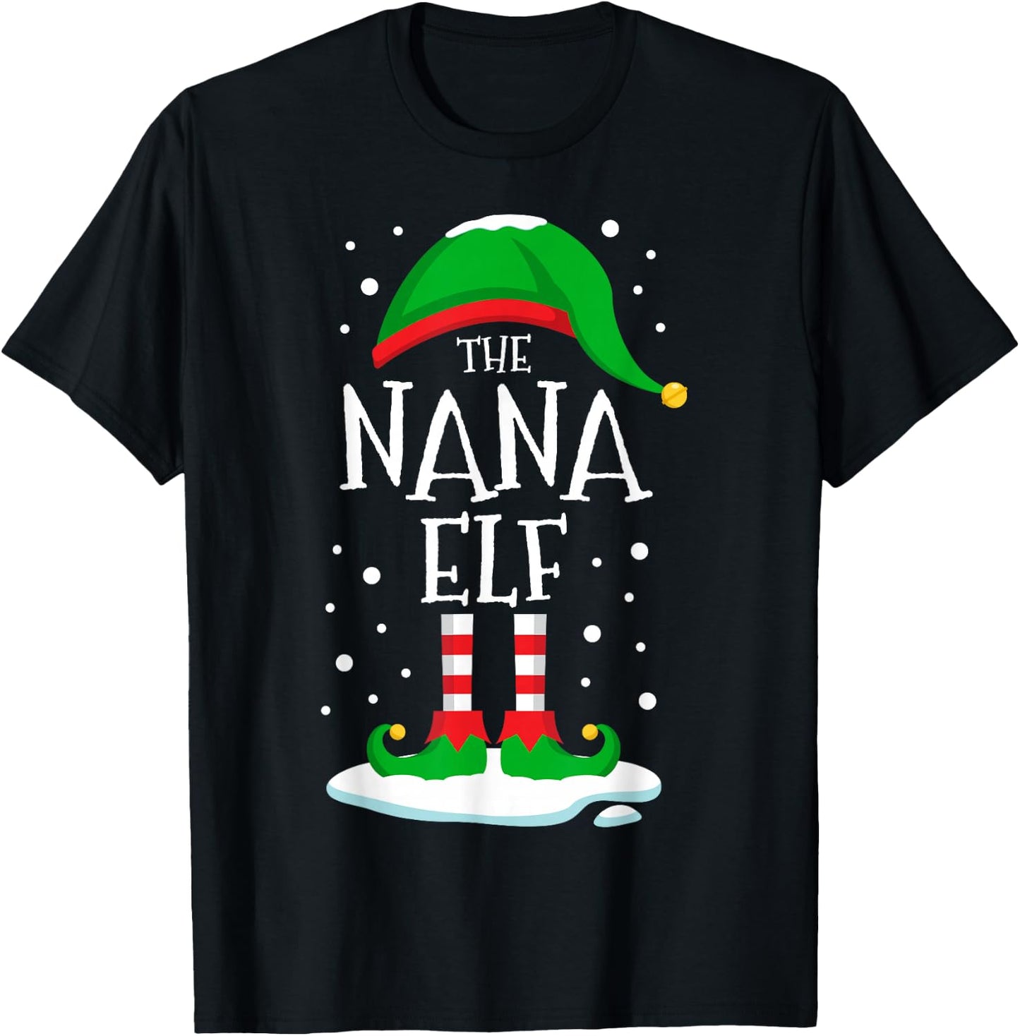 The Nana Elf Christmas Family Matching Xmas Grandma Funny T-Shirt - T-Shirt | Black