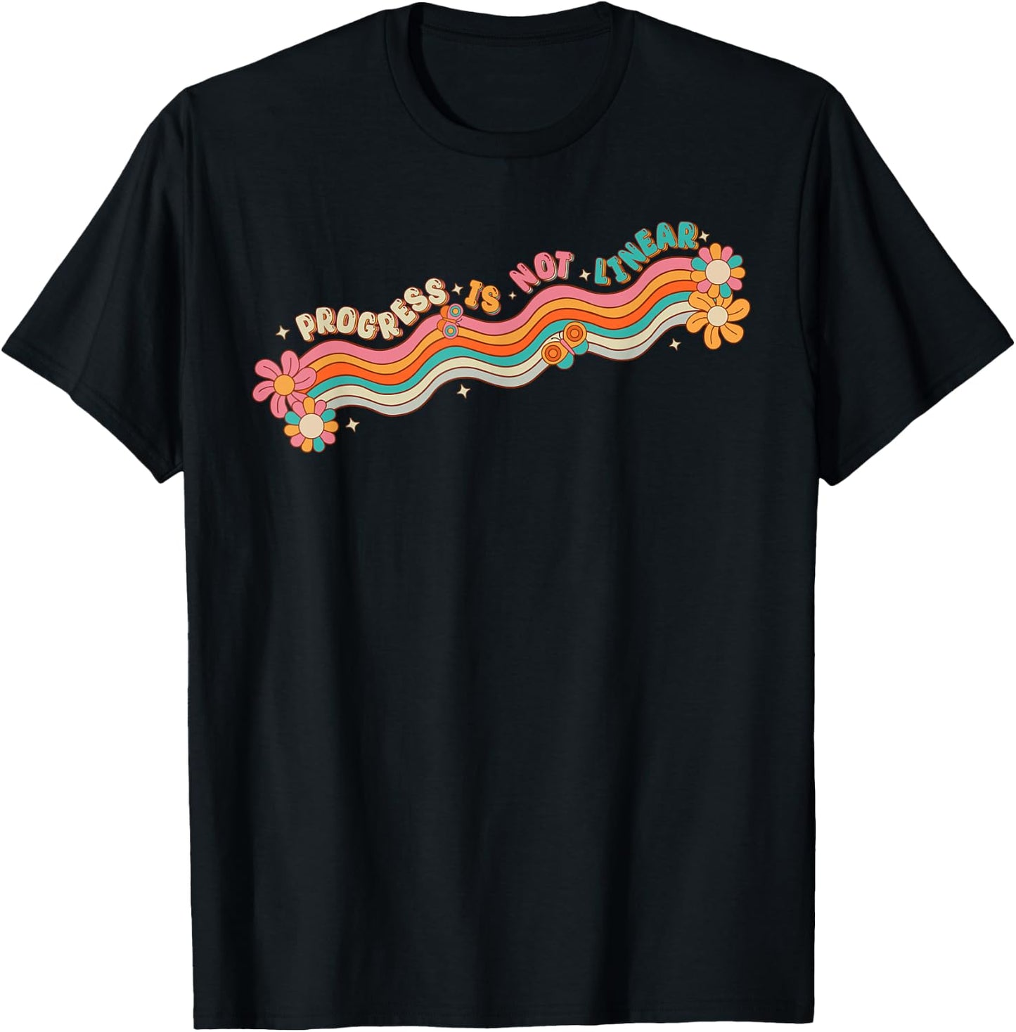 Progress Is Not Linear Teacher Student Back To School Retro Women Girls Kids T-Shirt - T-Shirt | Black