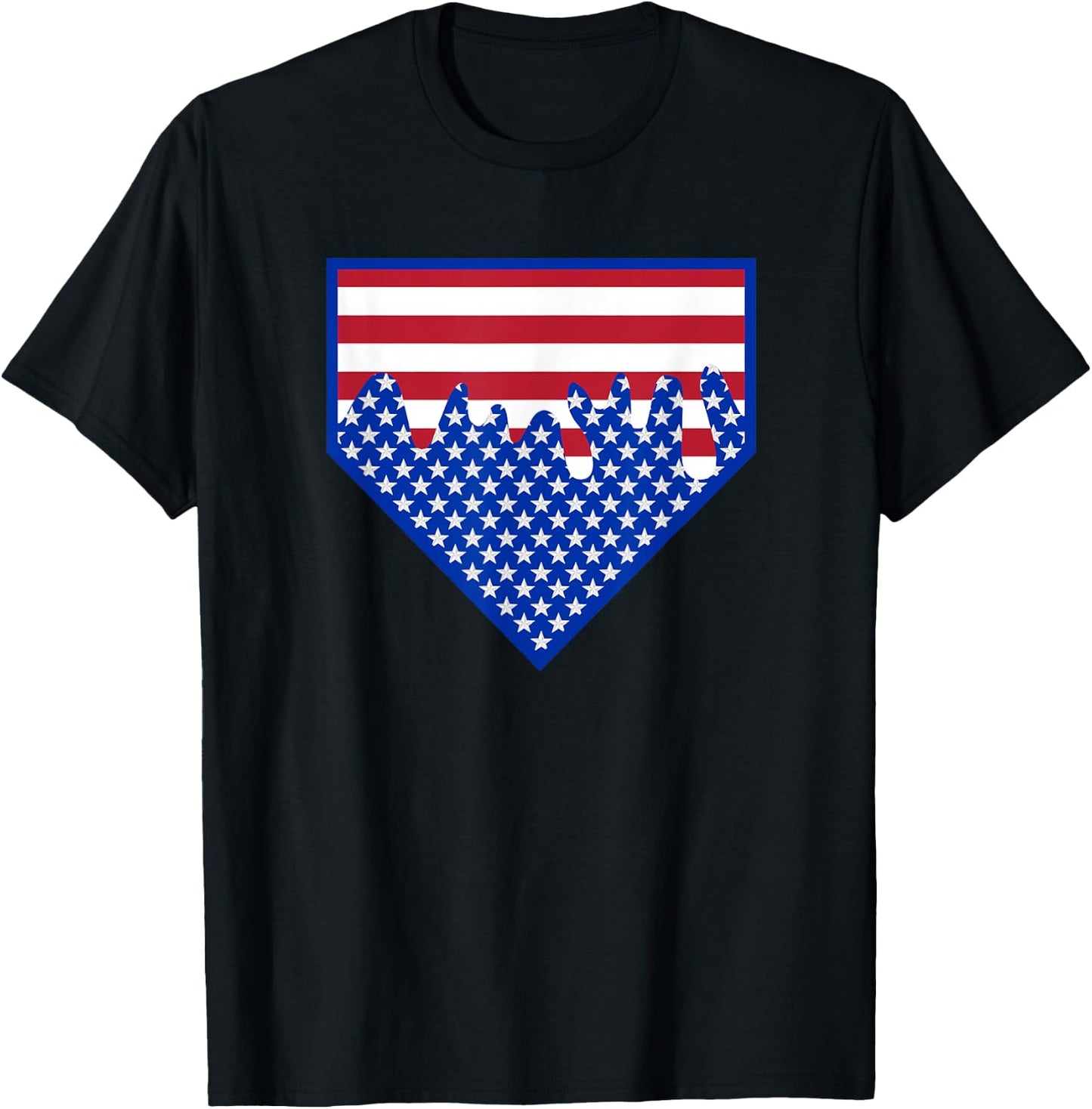 Funny Home Plate Drip - USA Ice Cream Softball & Baseball Men Women Girls Kids T-Shirt - T-Shirt | Black