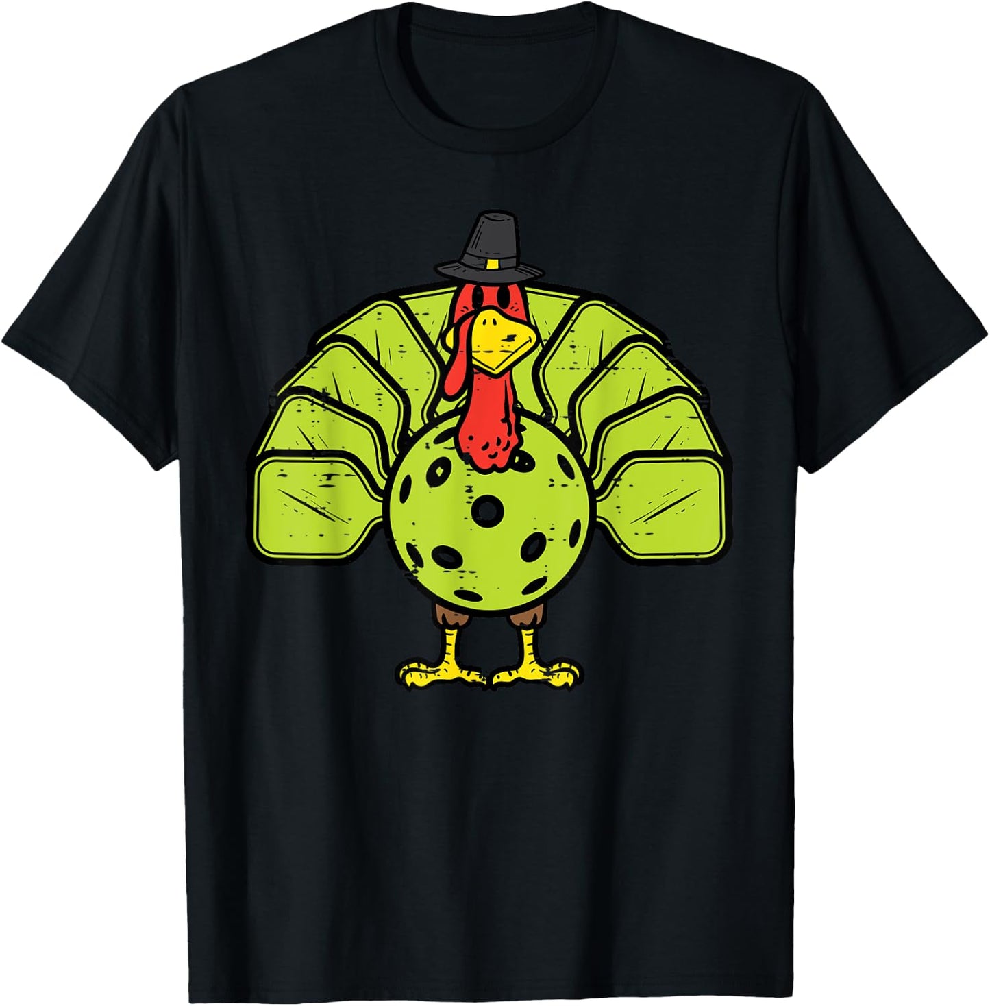 Thanksgiving Turkey Pickleball Pickle Ball Men Women Kids T-Shirt - T-Shirt | Black
