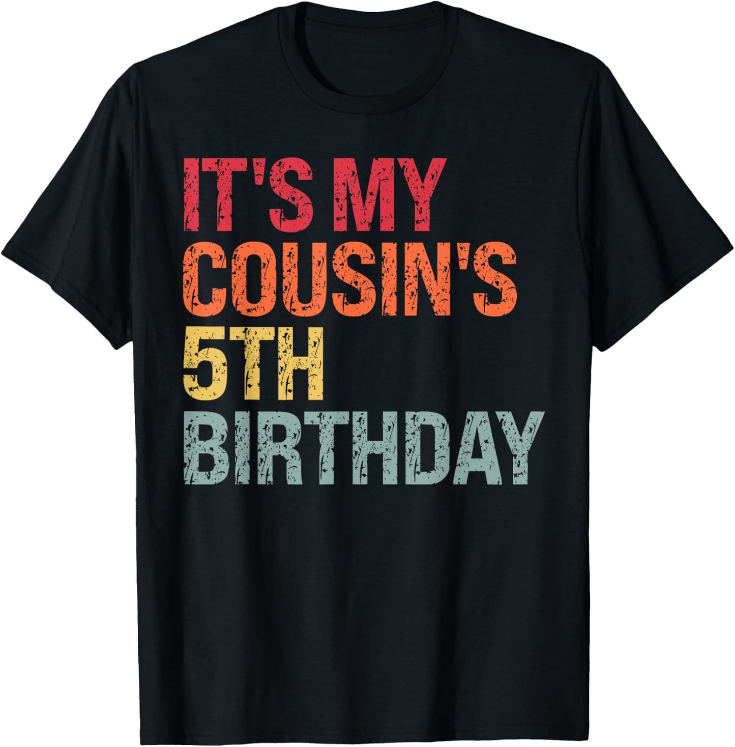 It's My Cousin's 5th Birthday Bruh Crown Girls Boys Kids T-Shirt - T-Shirt | Black