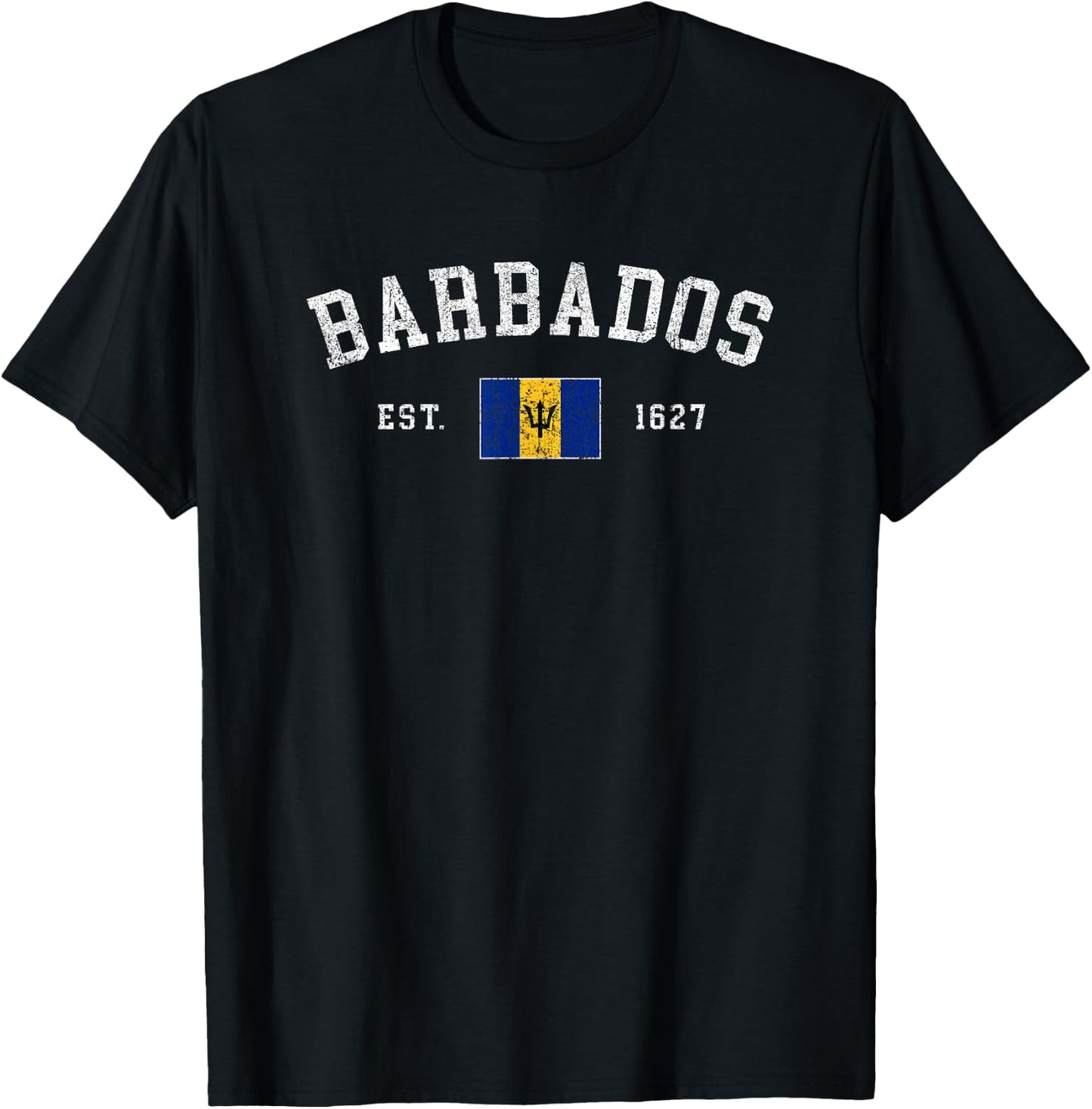 Barbados Flag Retro Throwback Cruise Souvenir T-Shirt - T-Shirt | Black