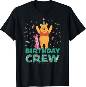 Disney Winnie the Pooh & Piglet Birthday Crew Party Matching T-Shirt - T-Shirt | Black