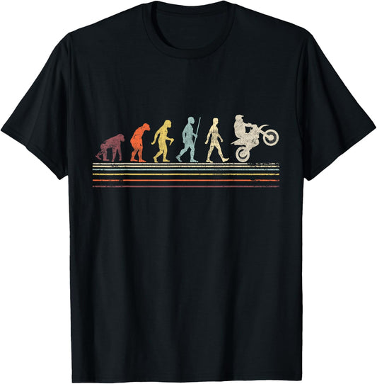 Vintage Retro Evolution Of Motocross Dirt Bike Rider T-Shirt - T-Shirt | Black