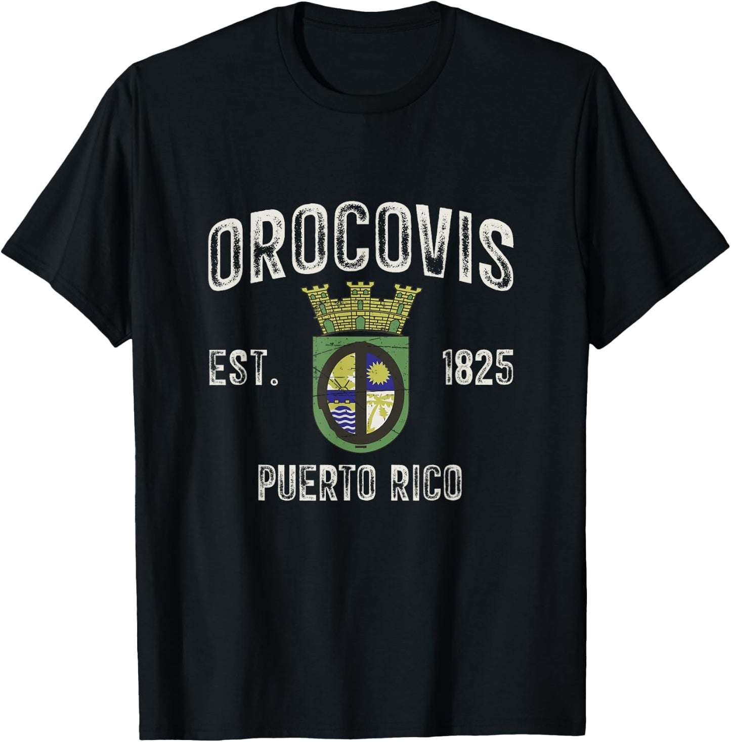 Orocovis City In Puerto Rico Est 1825, Orocovis Armorial T-Shirt - T-Shirt | Black