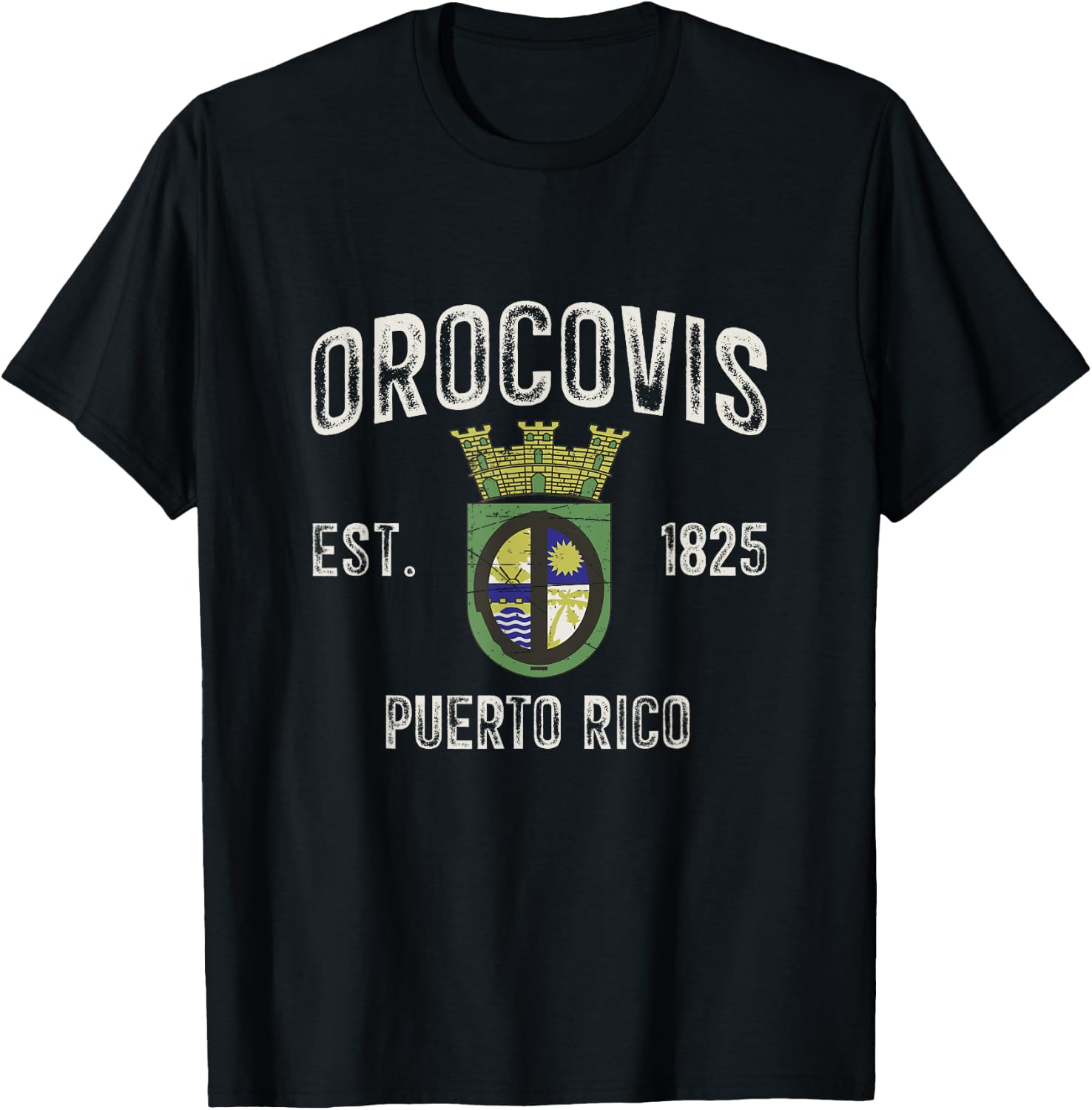 Orocovis City In Puerto Rico Est 1825, Orocovis Armorial T-Shirt - T-Shirt | Black