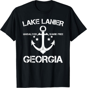 LAKE LANIER GEORGIA Funny Fishing Camping Summer Gift Women Girls Kids T-Shirt - T-Shirt | Black