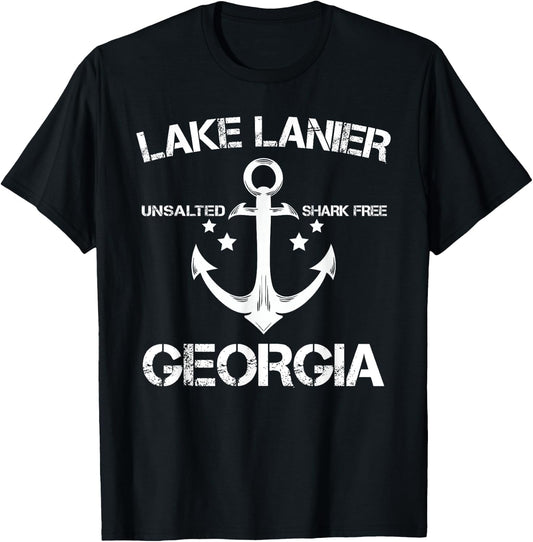 LAKE LANIER GEORGIA Funny Fishing Camping Summer Gift Women Girls Kids T-Shirt - T-Shirt | Black