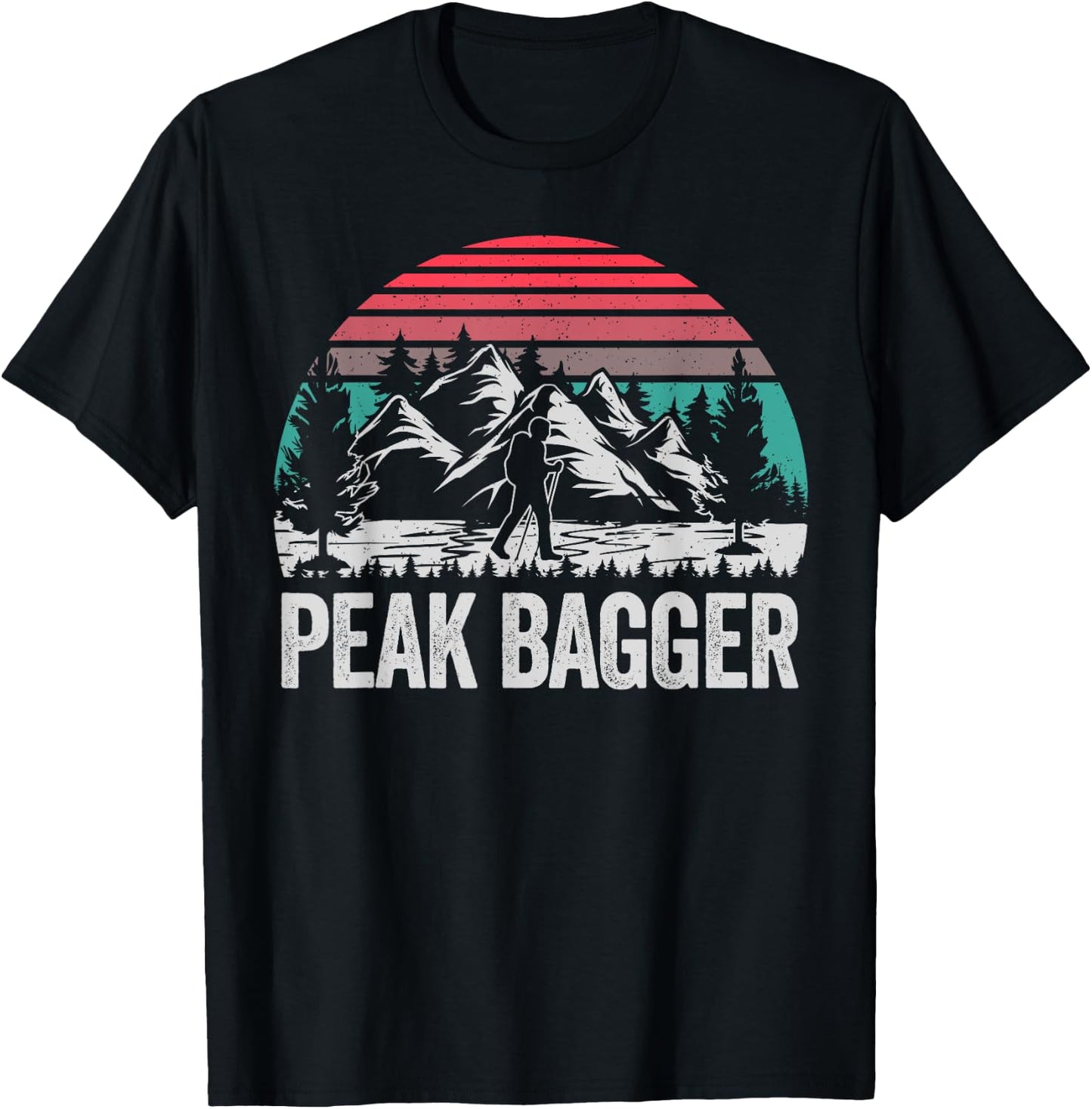 Retro peak bagger, peak bagging, hiking T-Shirt - T-Shirt | Black