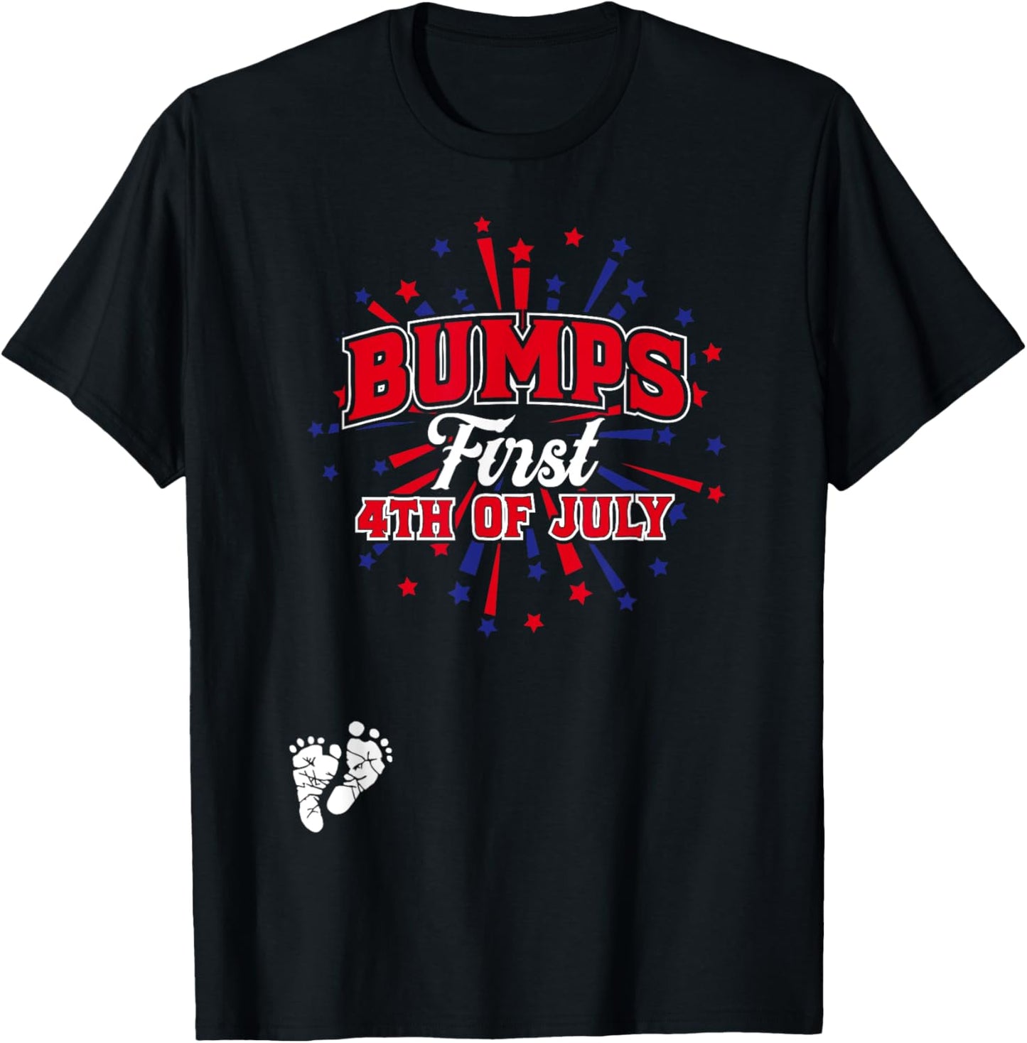 Bumps First 4th of July T Shirt Funny Pregnancy Announcement T-Shirt - T-Shirt | Black