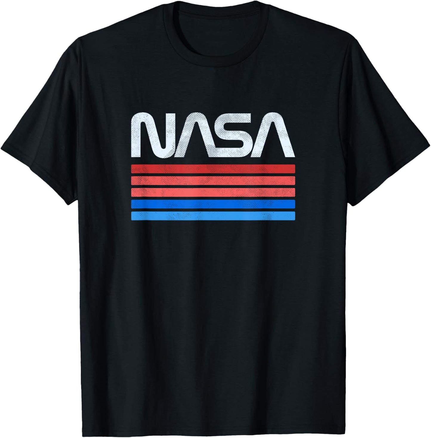 60s 70s Vintage Retro NASA Worm Logo Vintage NASA Gift , Small, Black T-Shirt - T-Shirt | Black