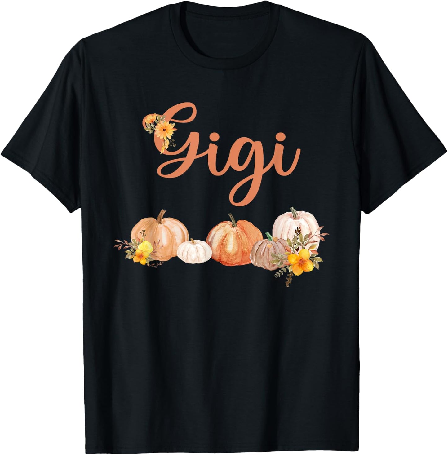 Gigi of Little Pumpkin First Birthday Autumn Pumpkin T-Shirt - T-Shirt | Black