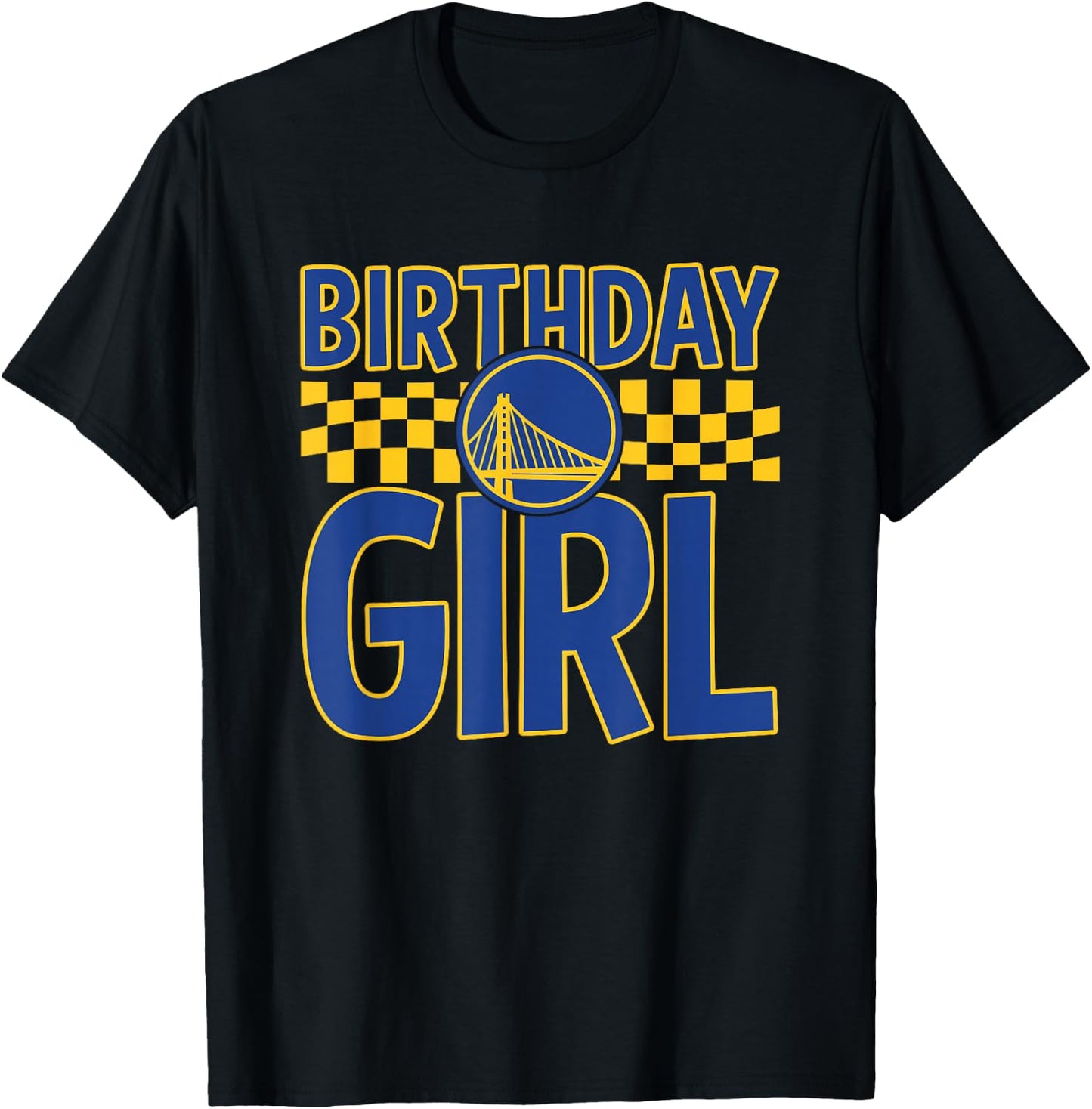 NBA Golden State Warriors Birthday Girl Checkered Logo T-Shirt - T-Shirt | Black