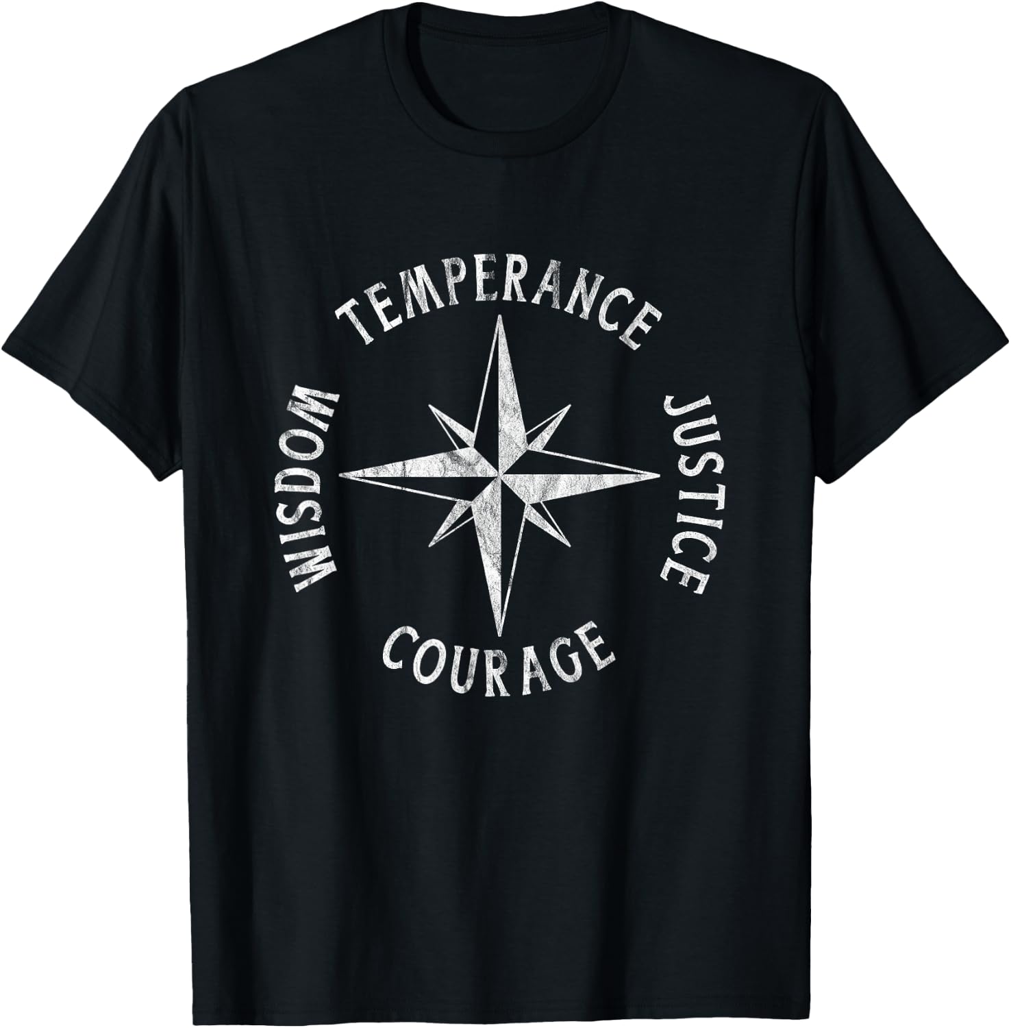 4 Stoic Virtues TEMPERANCE JUSTICE COURAGE WISDOM Stoicism T-Shirt - T-Shirt | Black