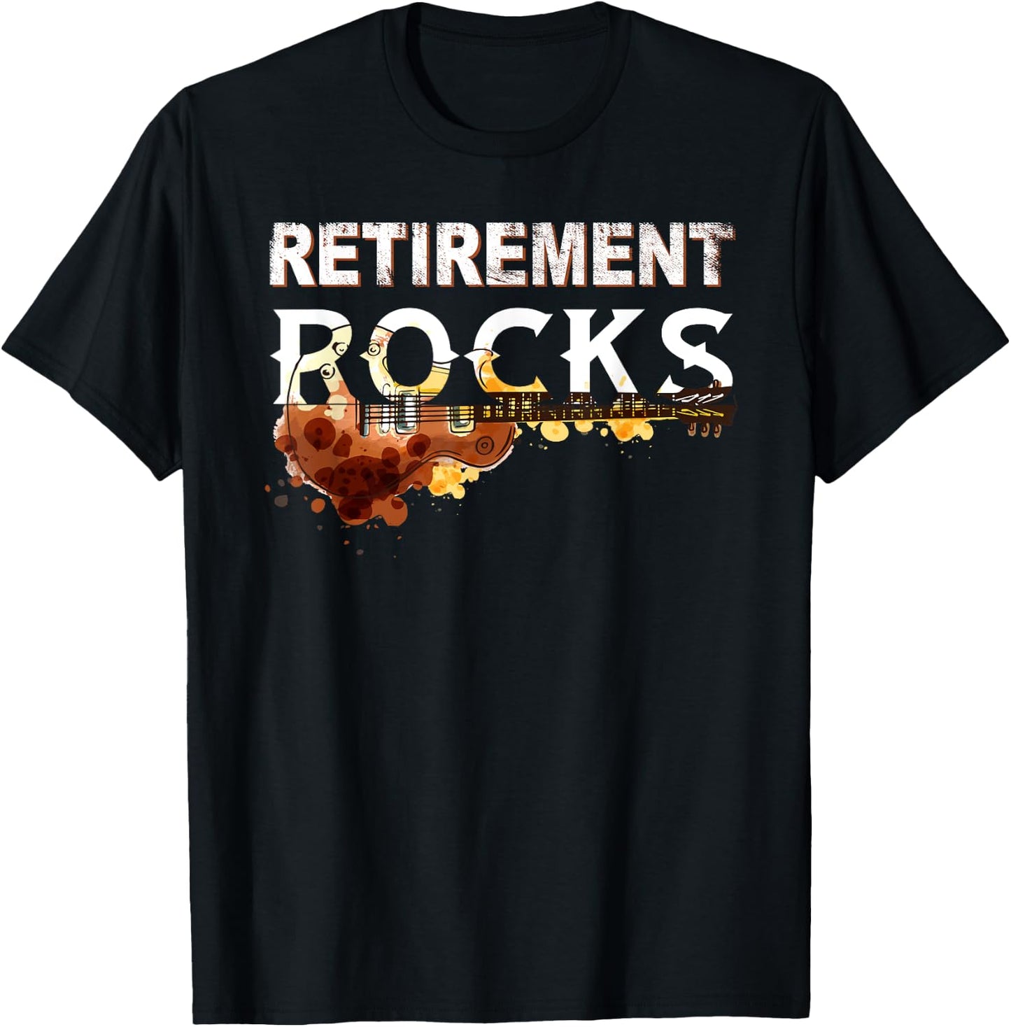 Retirement Rocks Guitar Old Rockers Retired T-Shirt - T-Shirt | Black