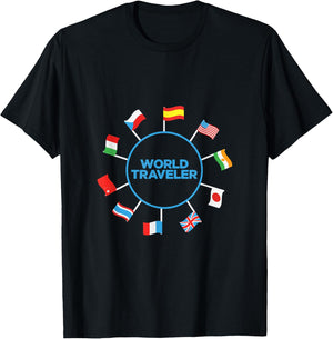 Toddler World Traveler Shirts Kids World Traveler Adventure T-Shirt - T-Shirt | Black