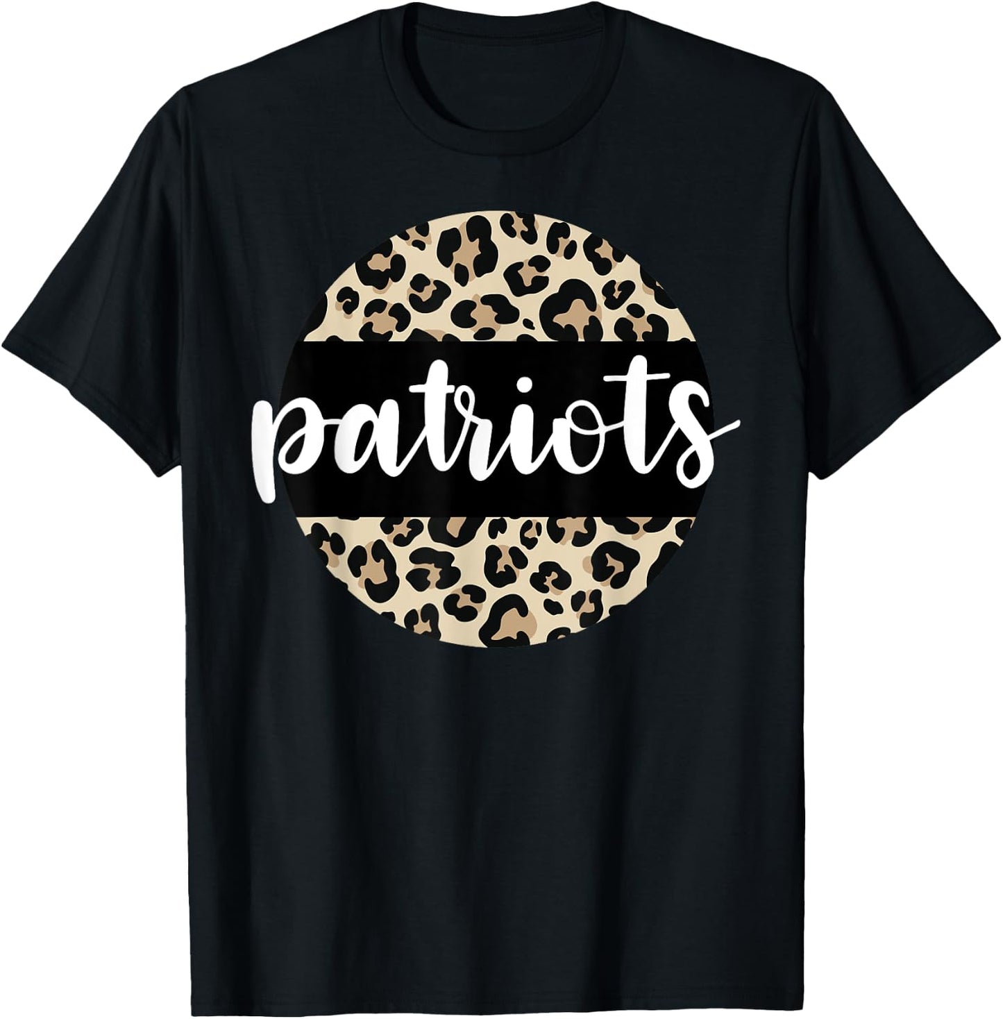 Leopard Print Patriots Team Mascot School Spirit Game Night T-Shirt - T-Shirt | Black