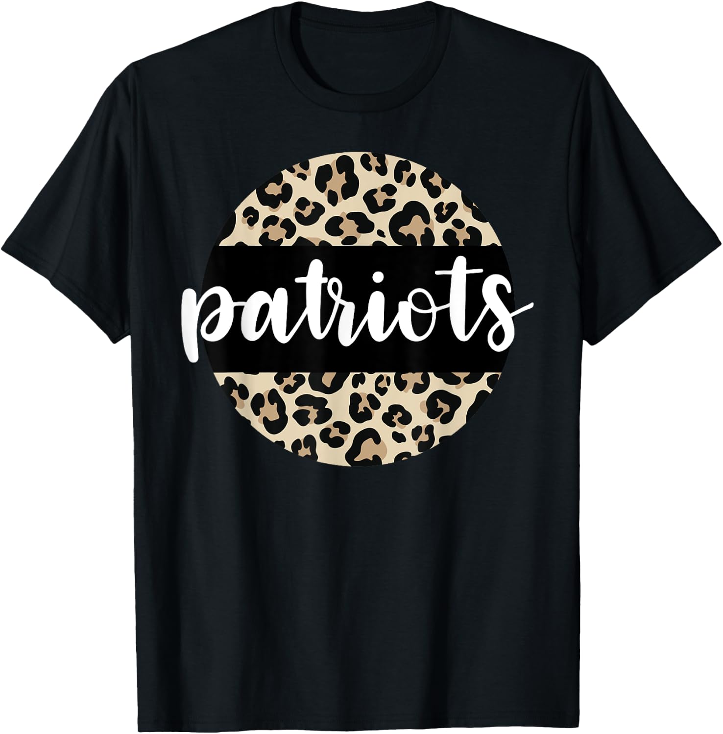 Leopard Print Patriots Team Mascot School Spirit Game Night T-Shirt - T-Shirt | Black