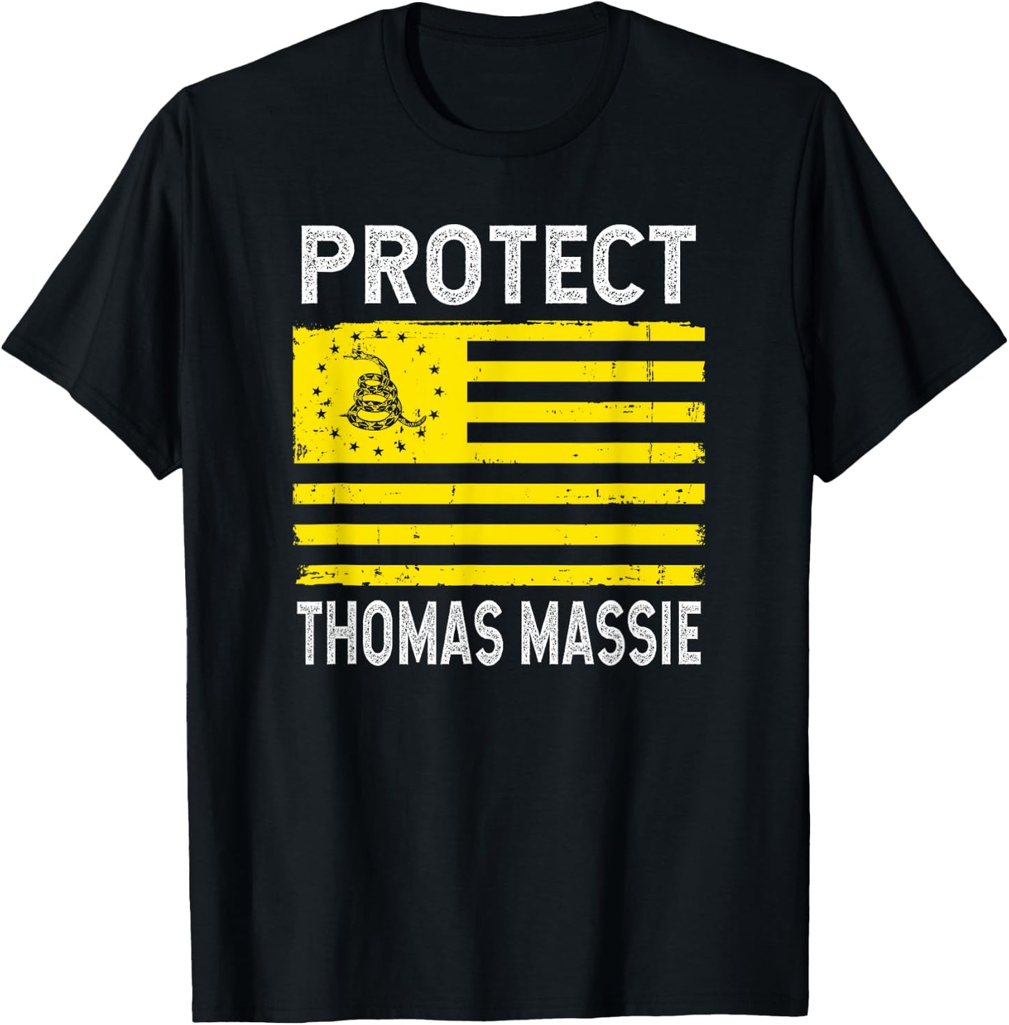 Protect Thomas Massie Gadsden Flag Libertarian T-Shirt - T-Shirt | Black