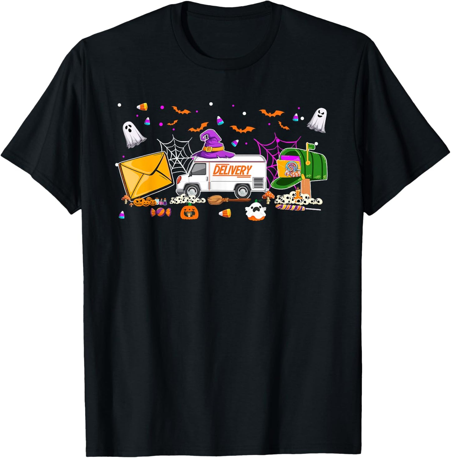 Halloween Postal Worker Mail Carrier Spooky Season T-Shirt - T-Shirt | Black