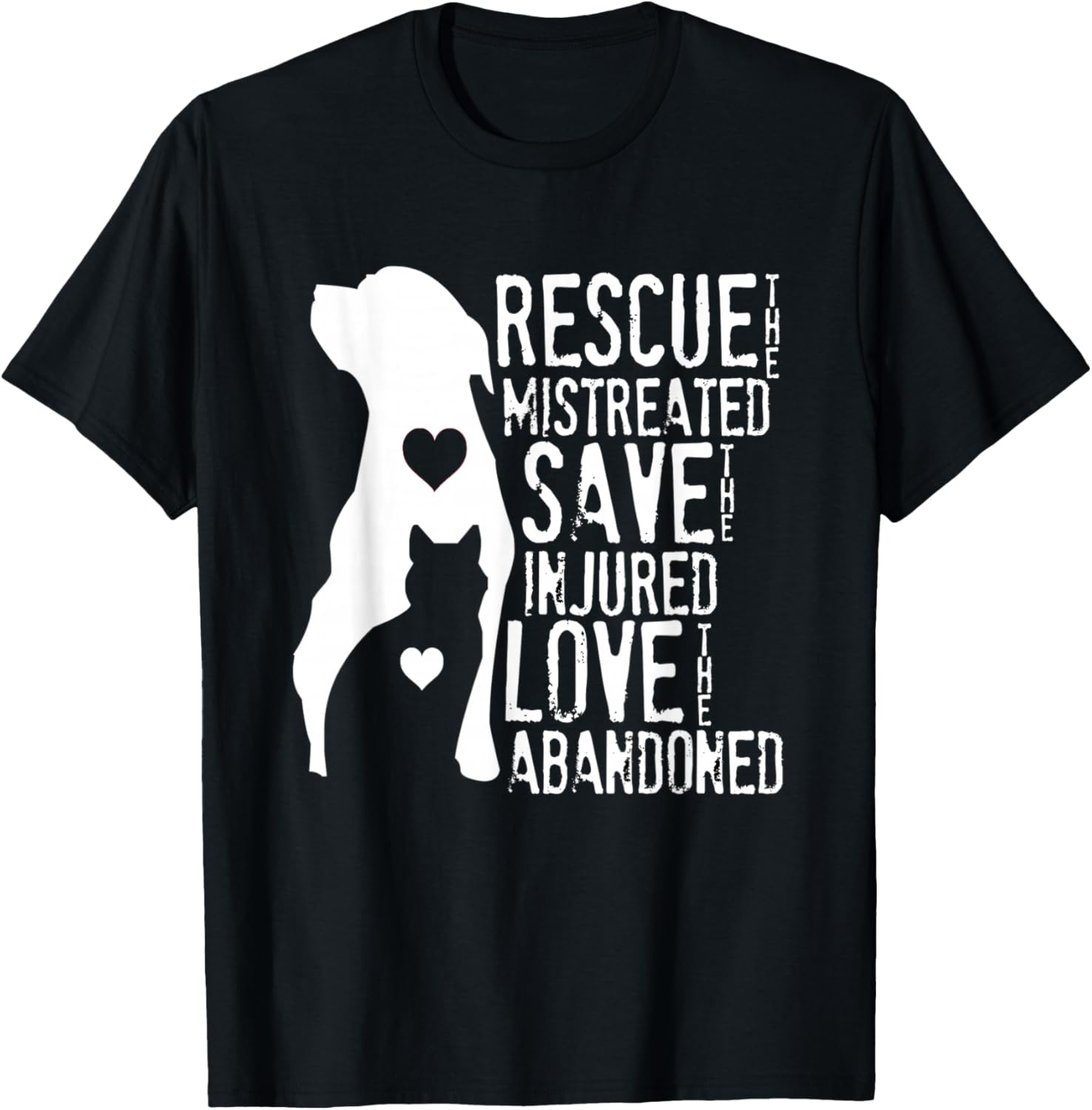 Rescue, Save, Love: Animal Rescue, Dog Lover Cat Lover Shirt Men Women Girls Kids T-Shirt - T-Shirt | Black