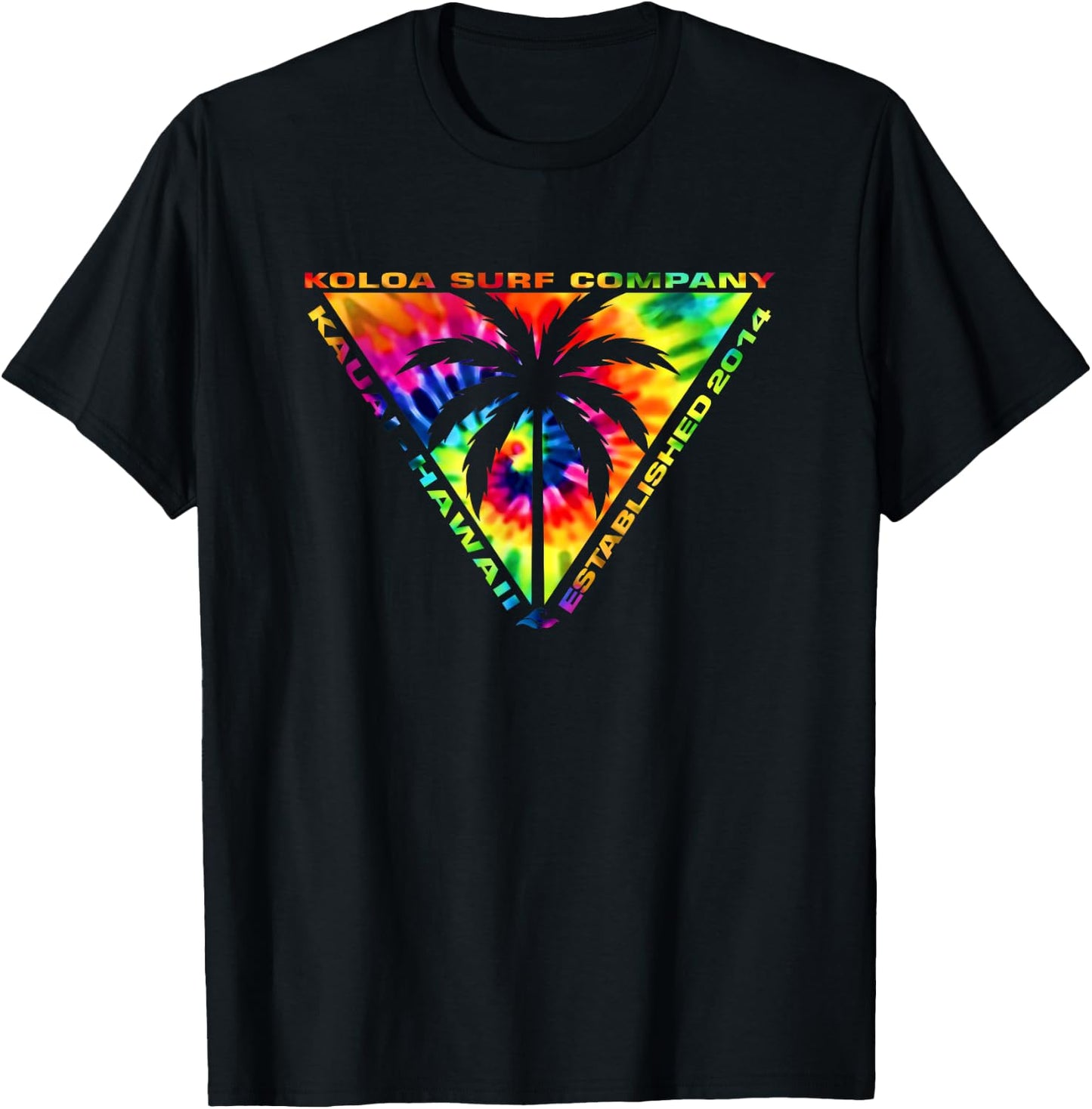 Koloa Surf Triangulated Palm Tie Dye Logo Surf Graphic T-Shirt - T-Shirt | Black