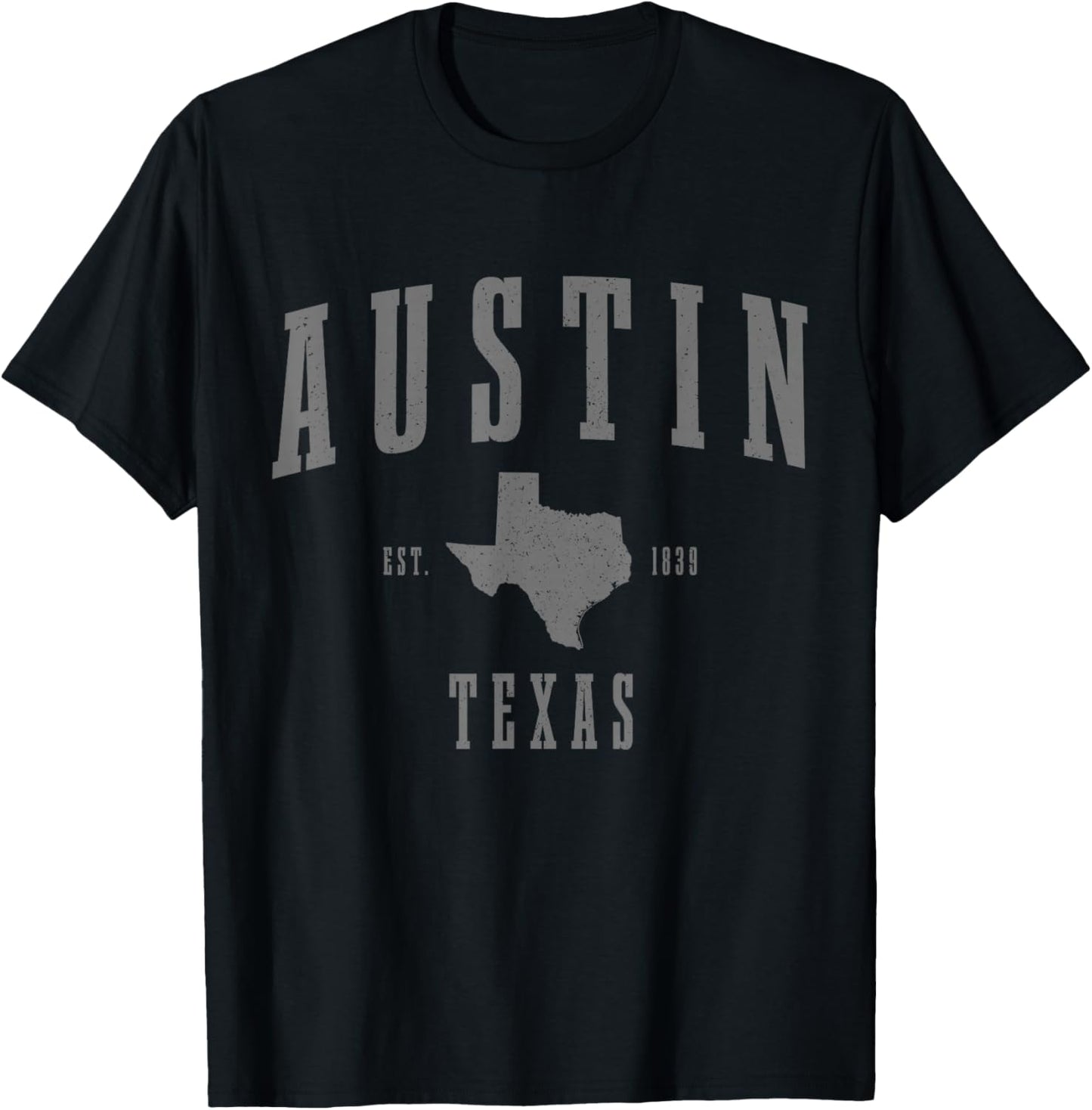 Austin Texas Pride State Map Sports Souvenirs T-Shirt - T-Shirt | Black