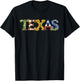 Texas-Themed Letters with Cactus, Sunflowers, & Bluebonnets T-Shirt - T-Shirt | Black